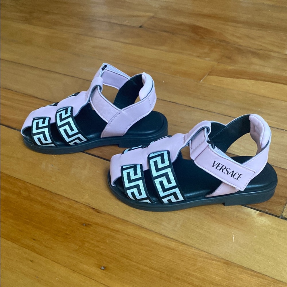 Versace Pink and Black Sandals with Chic Design